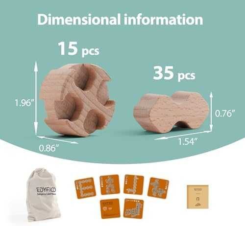 Нови Дървени конструктори за деца 3+ Montessori STEM играчка с чанта