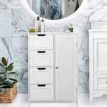 *Dulap de baie, cu 4 sertare si 4 rafturi reglabile, MDF, alb