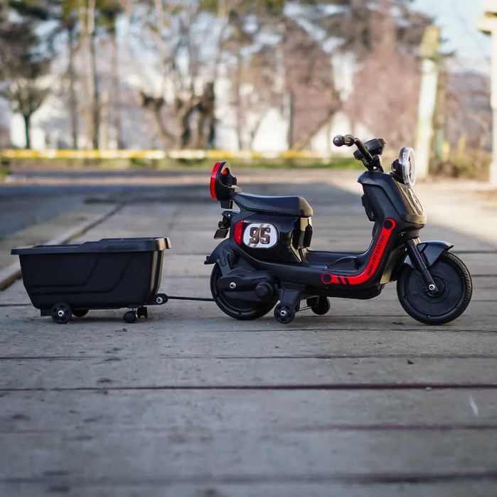 Scuter electric cu remorca, telecomanda Kinderauto BJBTK3 70W 6V black