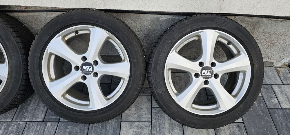 Jante aliaj 5x112 MSW designed by OZ + anvelope iarna 225/50/R17 noi