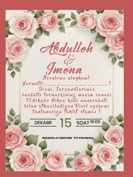 Chegirma bilan ELektroniy taklifnomalar