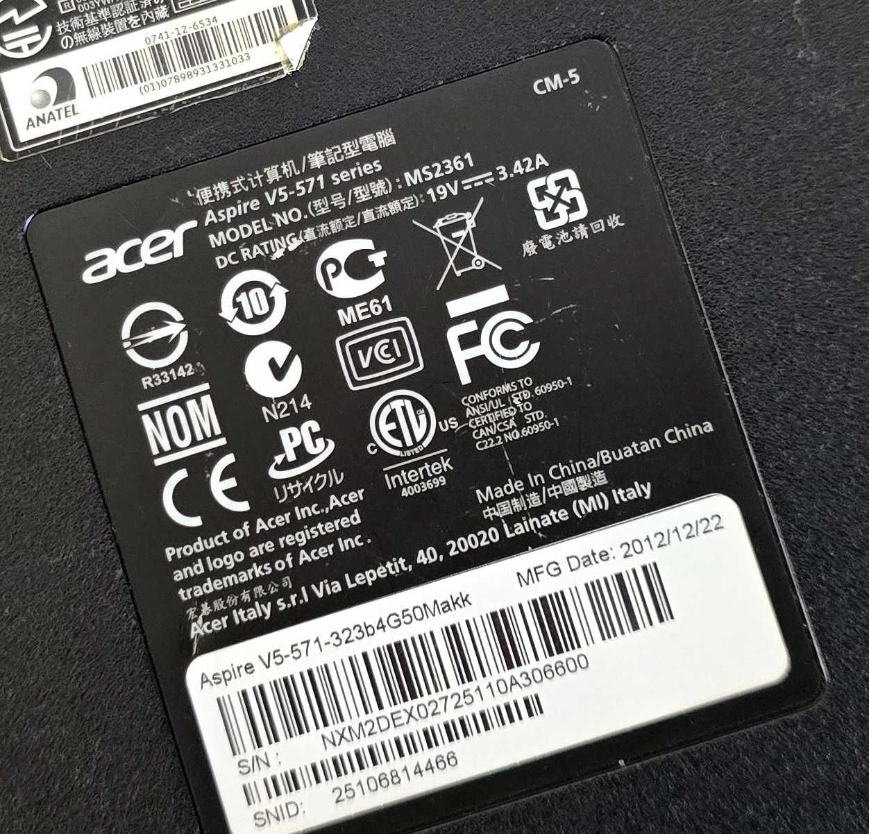 Body core i3 de laptop Acer Aspire V5-571 - functional perfect