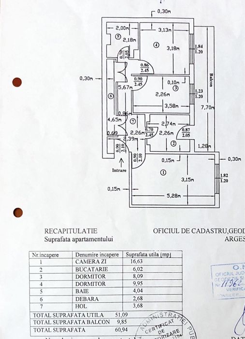 Apartament de vânzare/închiriere cu 3 camere decomandat Costesti Arges