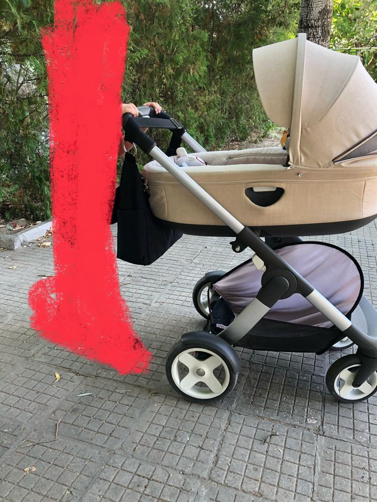 Бебешка комбинирана количка Stokke Crusi Beige с всички аксесоари