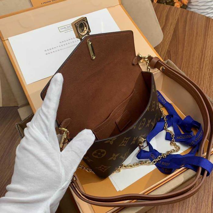 LV черен ключалка на каишка ръчна чанта фузия класически Monogram