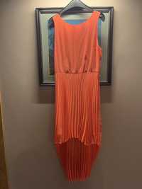 Плиссированное неоново-оранжевое платье Topshop
