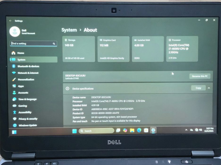 Ultrabook Dell Latitude E7440 i7 4600U 4GB ram 160SSD