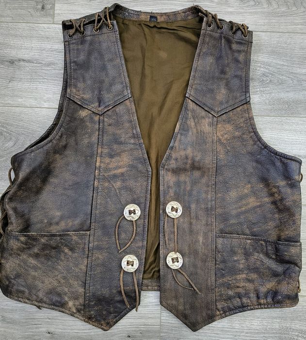 Vestă moto piele naturală, No Name, XXL