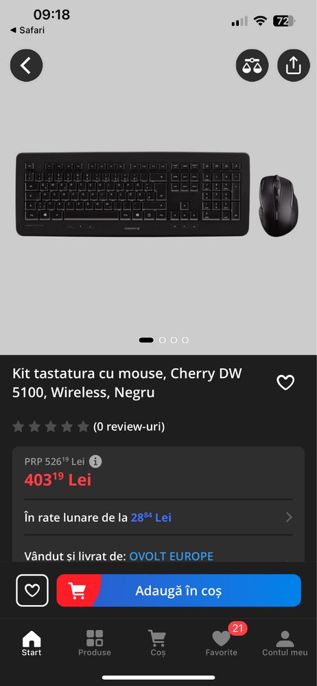 Kit tastatura cu mouse, Cherry DW 5100, Wireless, Negru