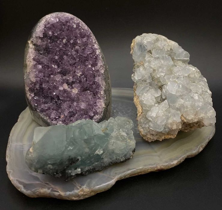 Decor Cristale - Ametist&Celestina&Fluorit Verde - Set Cristale