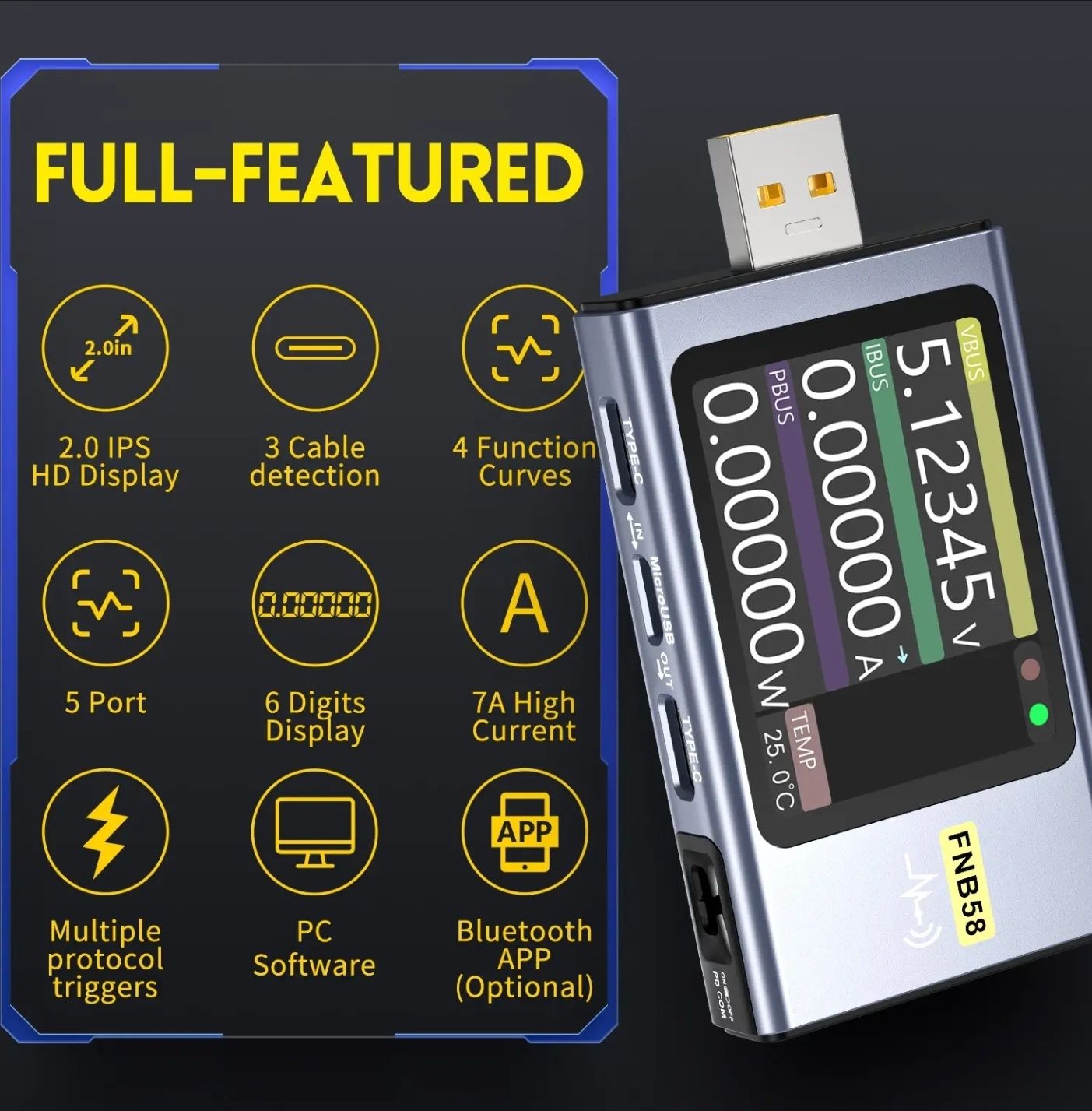 USB тестер FNIRSI FNB-58