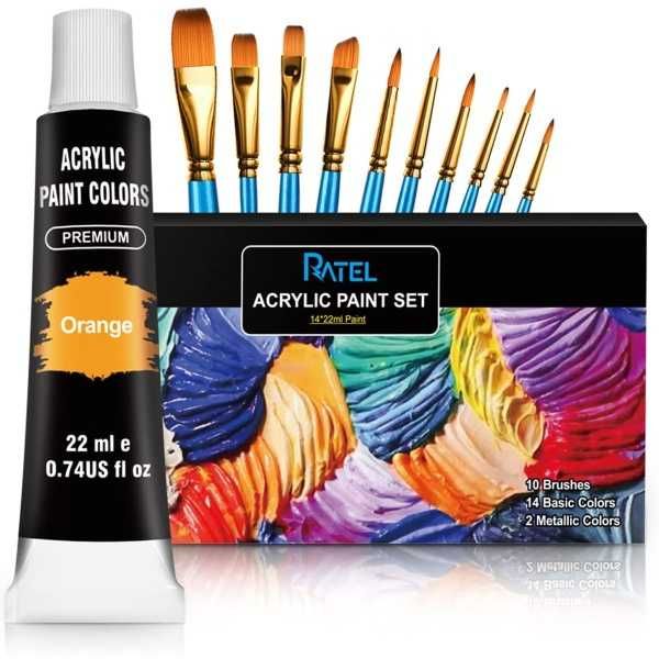 Комплект акрилни бои RATEL, [14 x 22 ml]