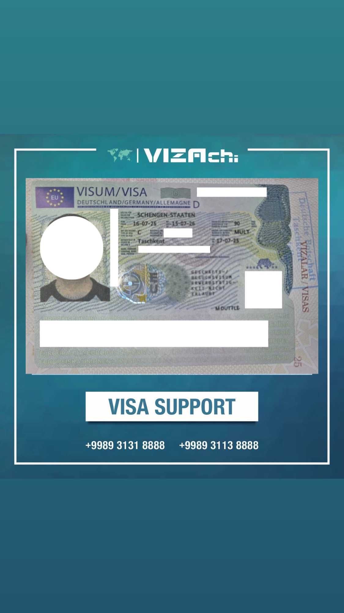 Shengen Germaniya 1yillik viza