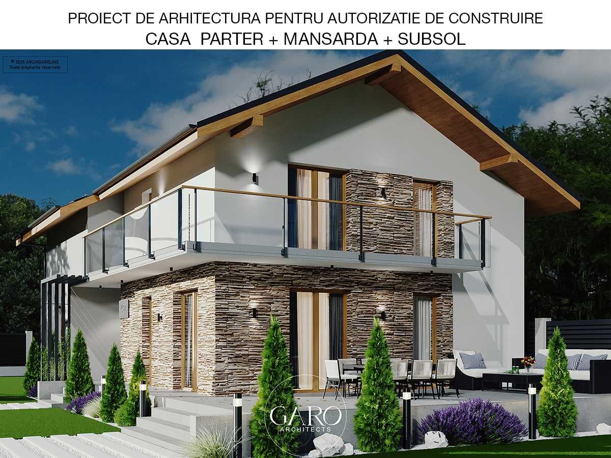 VAND PROIECT CASA IEFTIN parter mansarda subsol | autorizatie 1200 LEI
