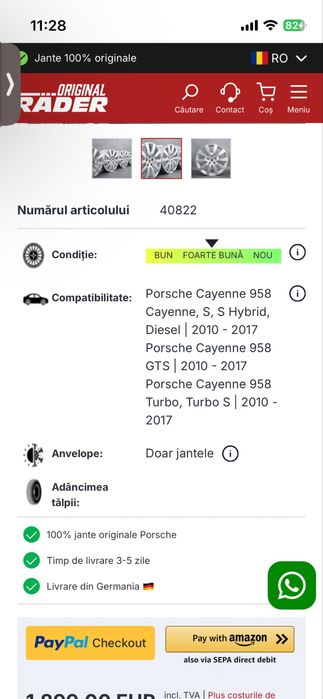 Jante originale Porsche Cayenne 20”