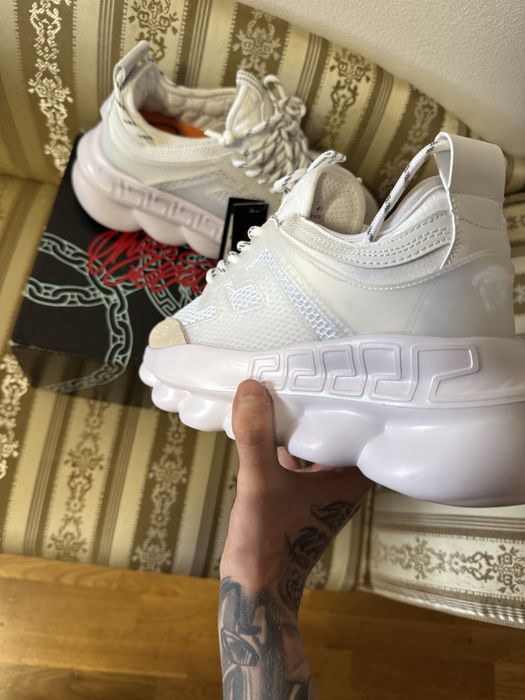 adidasi versace chain reaction triple white calitate superioara