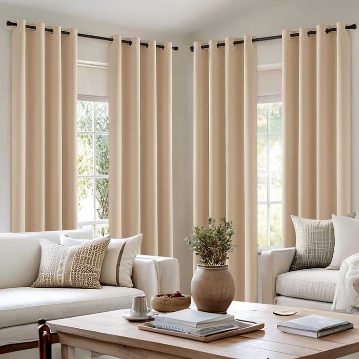 Set 4 perdele MIULEE, 140x280 cm, opace, cu inele, bej