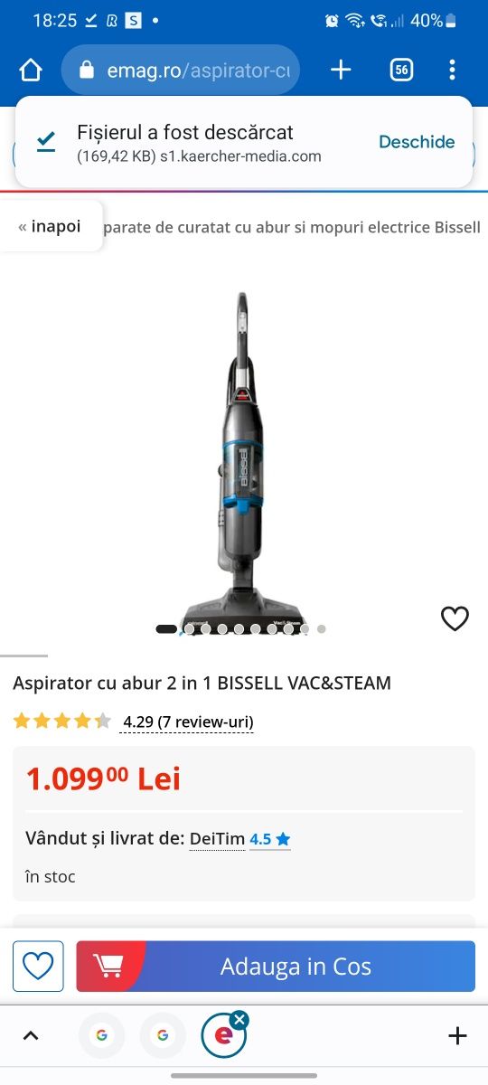 Aspirator cu abur 2 in 1 BISSELL VAC&STEAM