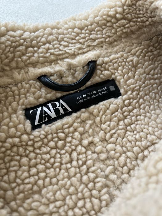 Кафяво кожено яке с овча кожа ZARA