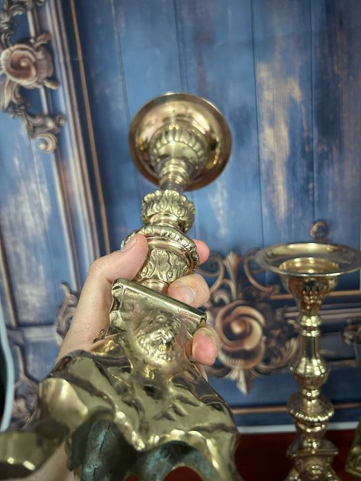 DN514 Set 2 sfesnice masive superbe mari 1,2kg 34cm h 10,5 cm diametru