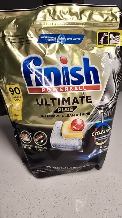 Capsule Spalat vase Powerball finish ultimate plus 90 caps lemon