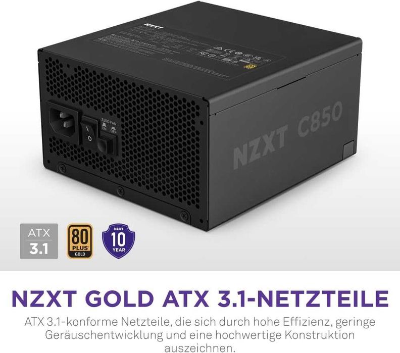 Sursă PC NZXT C850 Gold ATX 3.1, 850W Modulara, 2 ani garanție