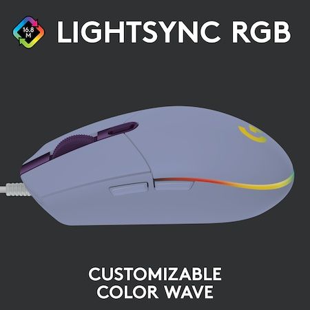 Mouse gaming Logitech G102 Lightsync, Lilac