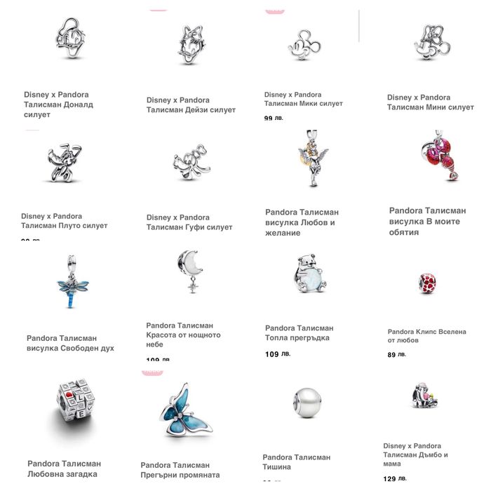 Талисмани Пандора Pandora Нови колекции модели 2025