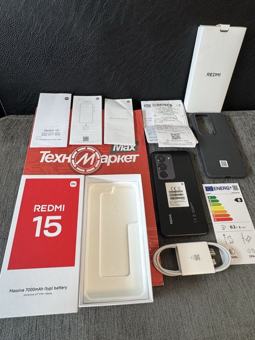КАТО НОВ 256GB Xiaomi Redmi 15 Техномаркет Гаранция 2027г Black