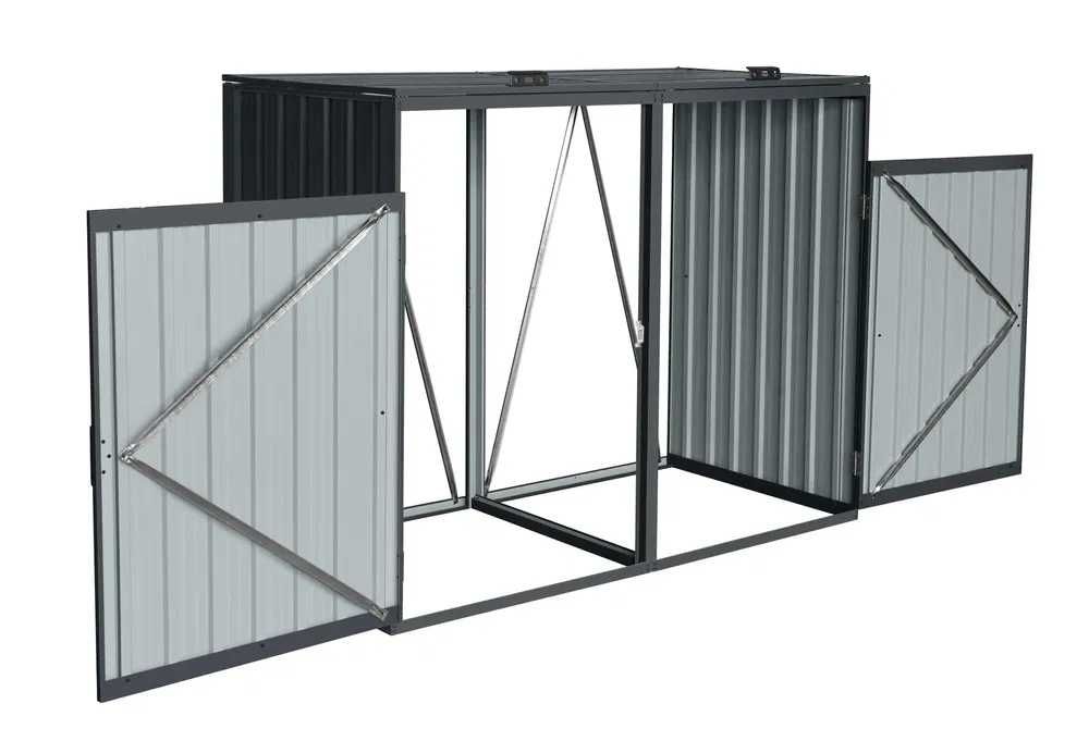 Cutie de gunoi metalică L cu 2 boxe BS-MK2 - 80 x 160 x 122 cm antraci