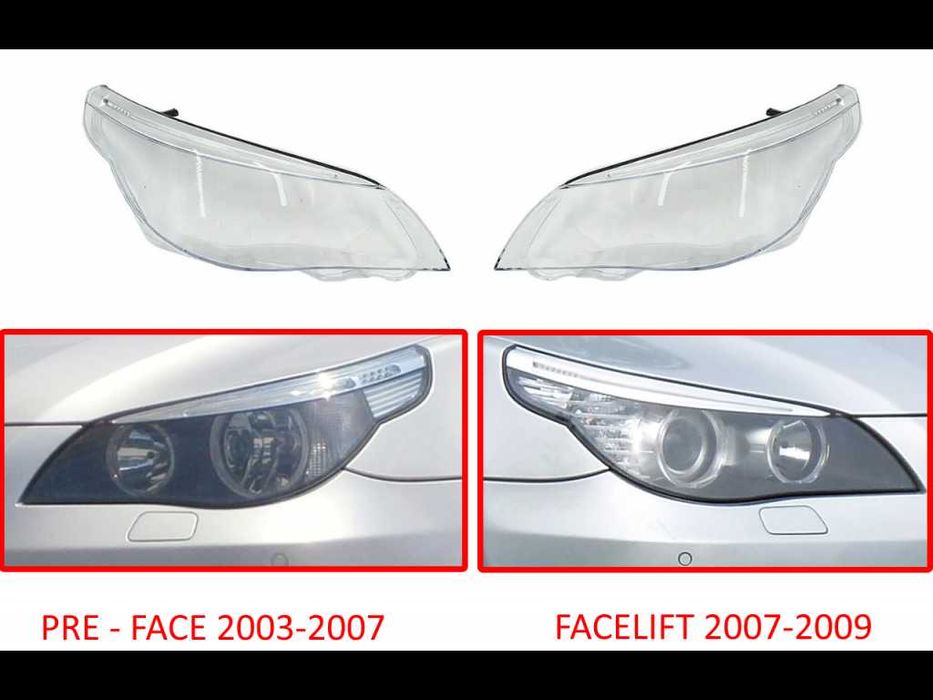 Стъкла за фарове на BMW 5 E60 Facelift (2007-2010) с LED мигачи  555