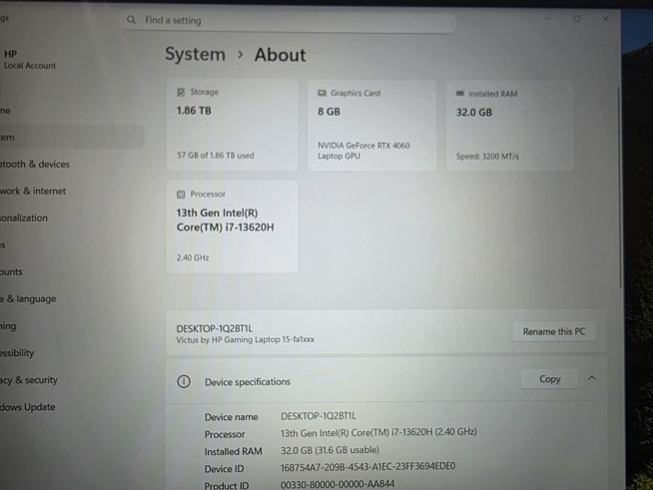 Hp victus i7 13620h 32gb 2tb rtx 4060