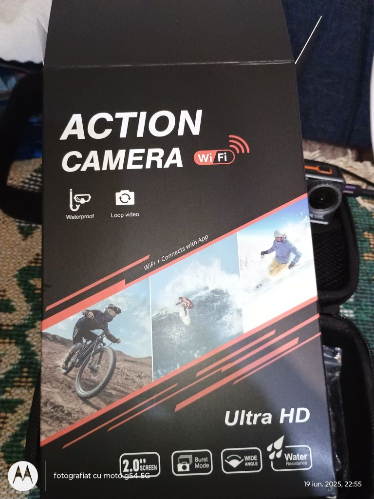 Camera video sport 5K Ultra HD rezistenta la apa WiFi set complet