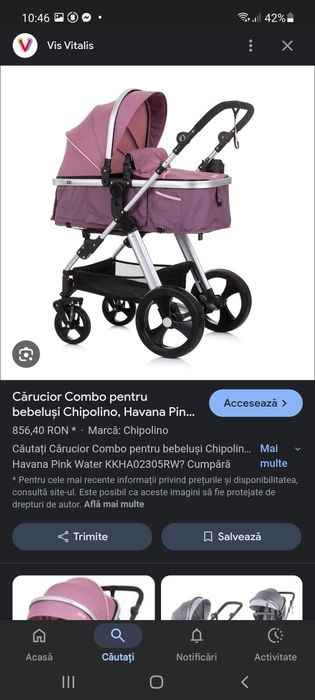 Cărucior 2 în 1 Chipolino Havana Pink