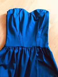 Официална дълга синя рокля стахотна материя