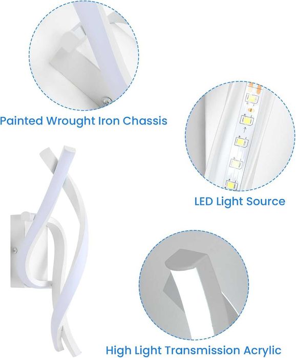 Aplica LED 22W, 6500k, lumina alba rece, 29x10cm