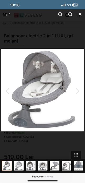 Balansoar electric LUXI, gri