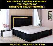 Paturi Tapițate Ieftine cu Saltea, Gri Maro Negru Verde Alb, D18