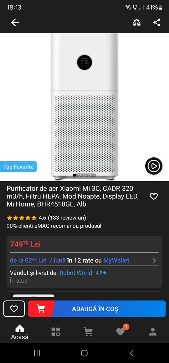 Purificator de aer Xiaomi MI3C- folosit de 2 ori !