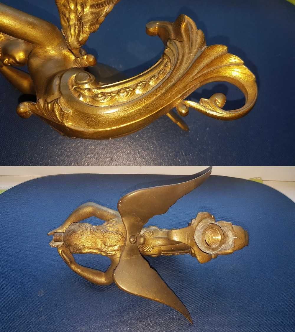 E378-I- Ornament SIRENA gen frontispiciu corabie bronz masiv aurit.
