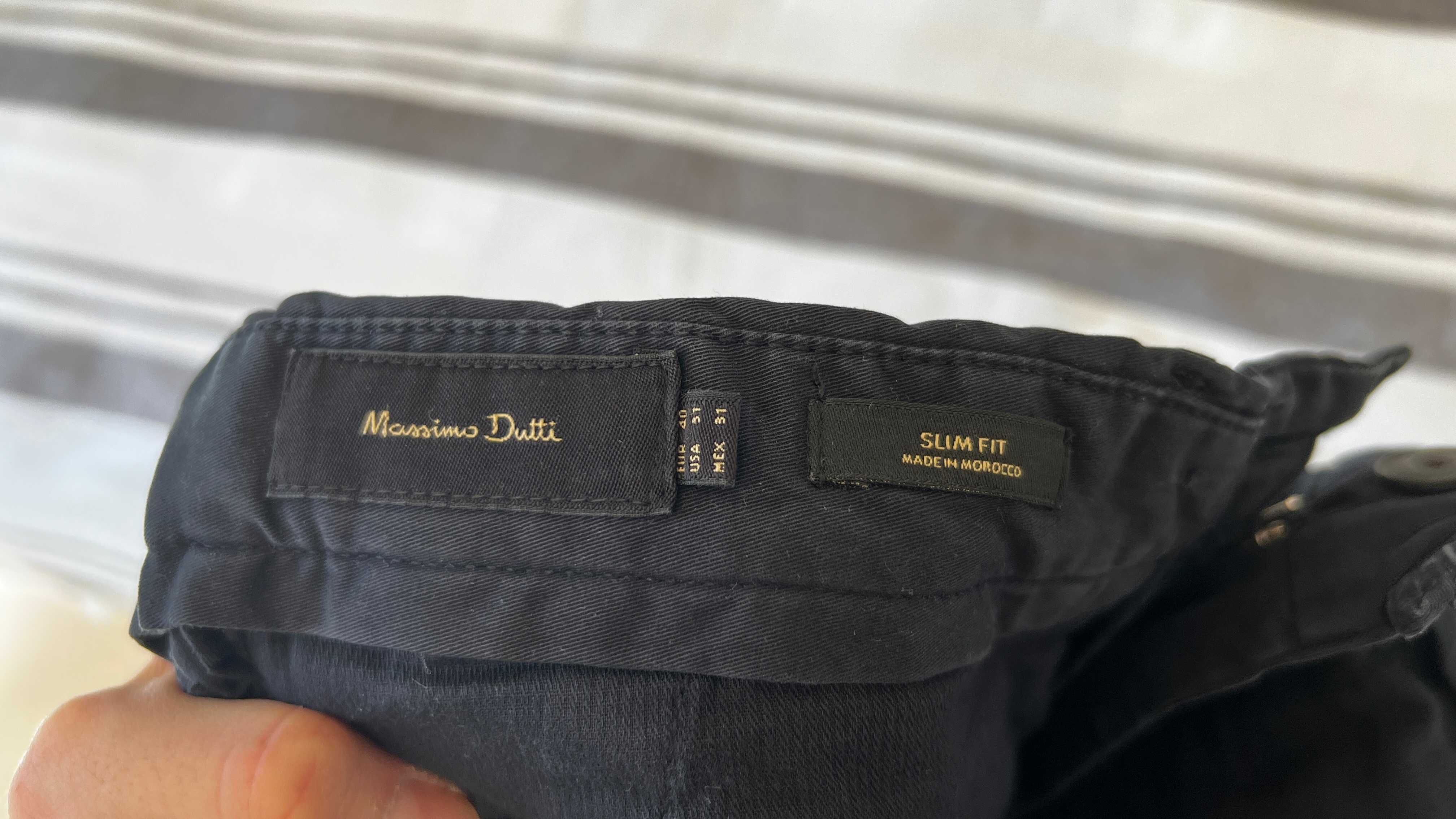 Pantaloni chino Massimo Dutti bleu marin, 29, Fine Cotton, Slim fit