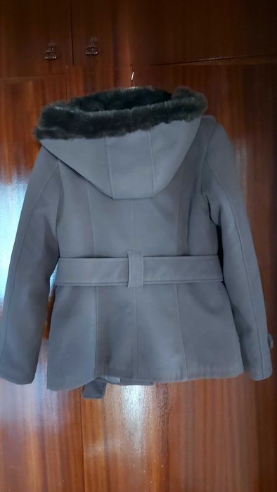Зимно сиво яке с пух и коланче