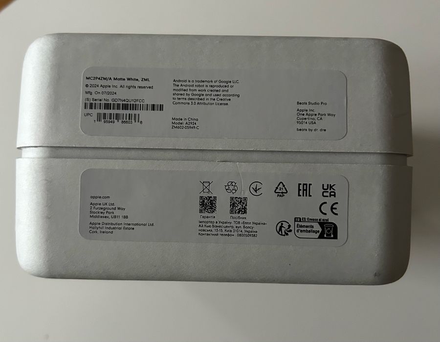 Casti BEATS Studio Pro MC2P4ZM/A, Alb Mat