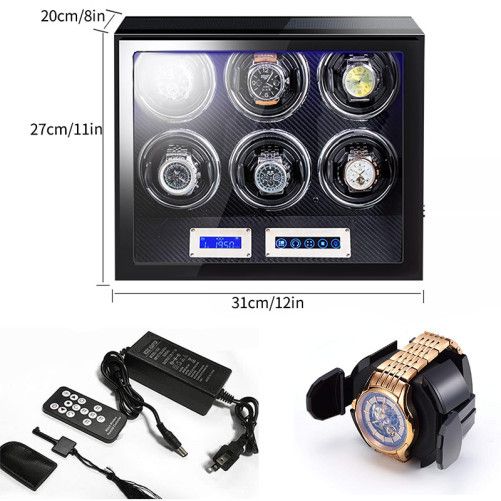 Cutie intors ceasuri automatice iUni, Luxury Watch Winder 6 Carbon