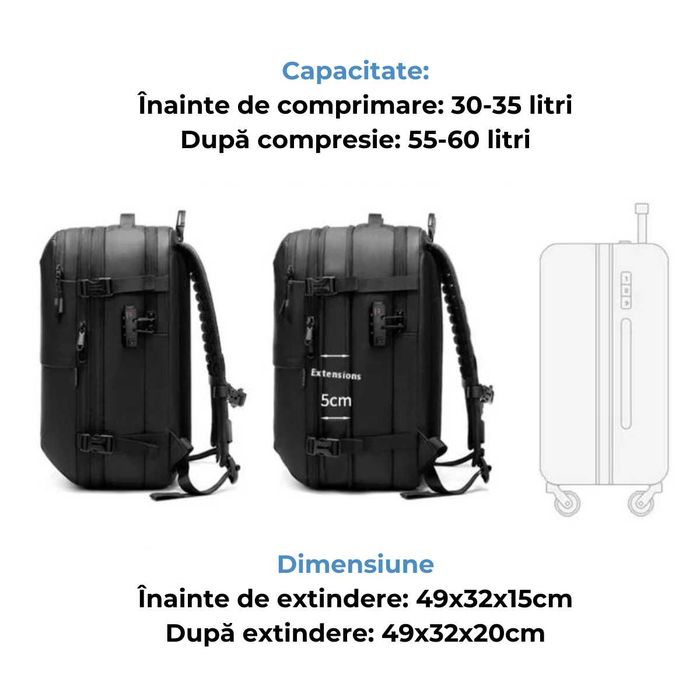 Rucsac de calatorie cu Vacuum, Bagaj de mana, Rucsac Multifunctional