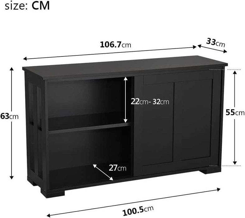 Dulap uși glisante, raft reglabil, spați de depozitare |S 614239 Balck