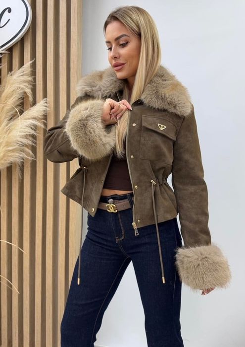 Чисто ново с етикет! Кафяво яке велур