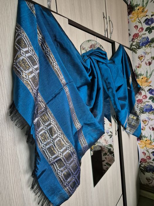 Eșarfă,șal oriental turcoaz din amestec mătase