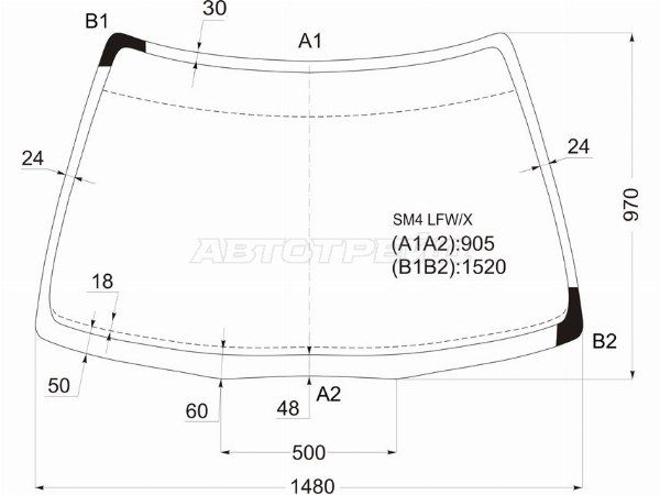 Стекло лобовое HONDA ACCORD 4/5D 89-93 Honda Accord