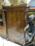 Secretier biedermeier din lemn masiv, cu ornamente bronz, 1860